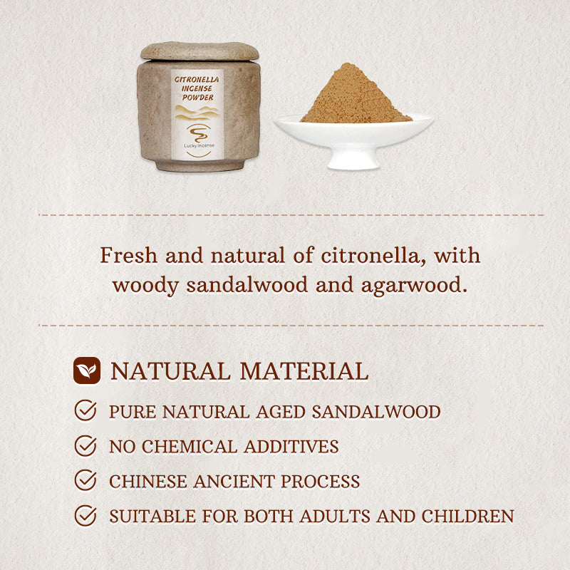 Natural Citronella Agarwood Sandalwood Incense Powder