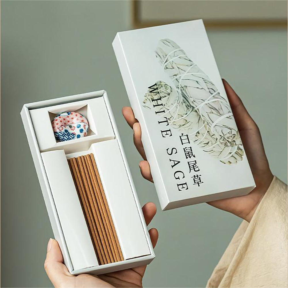 Pocket Design White Sage Incense With Incense Holder