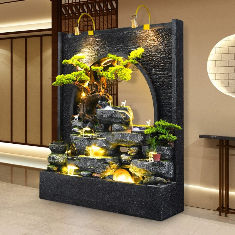Large Welcome Pine Rockery Flowing Water Waterfall Fountain
