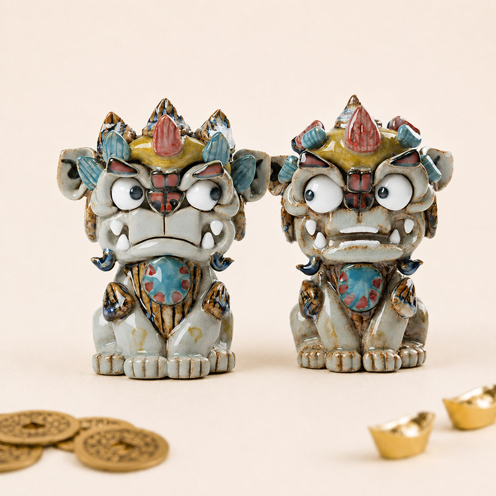 Handmade Cute Ceramic Pi Xiu Set