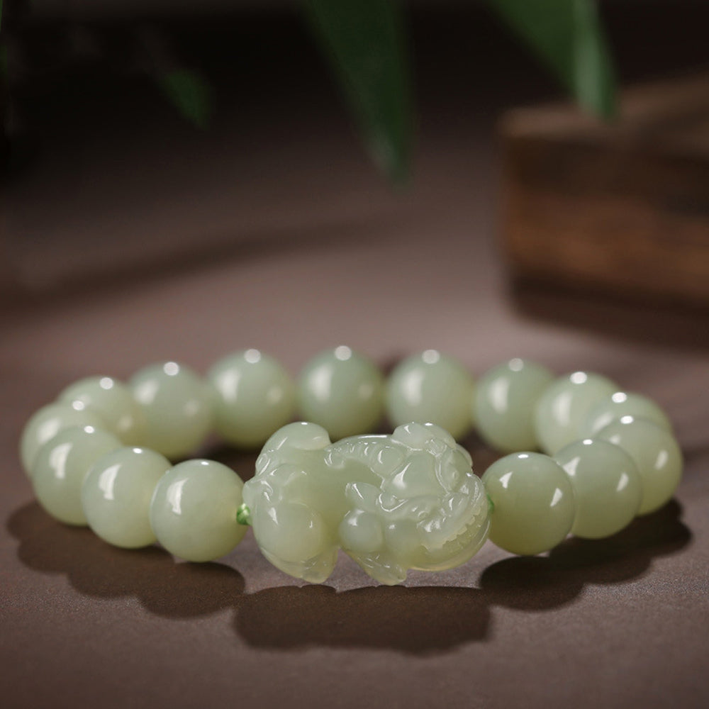 Hetian Jade Pixiu Feng Shui Bracelet