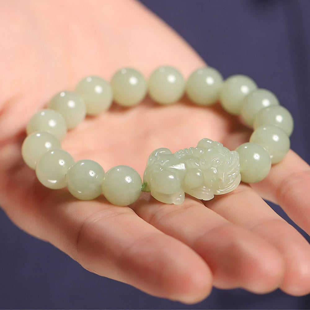 Hetian Jade Pixiu Feng Shui Bracelet