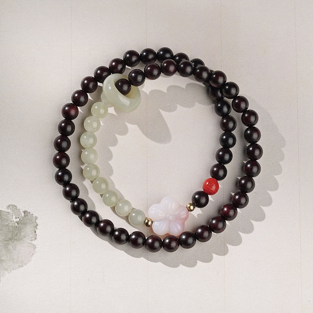 Pink Cystal Pixiu Sandalwood Bracelet