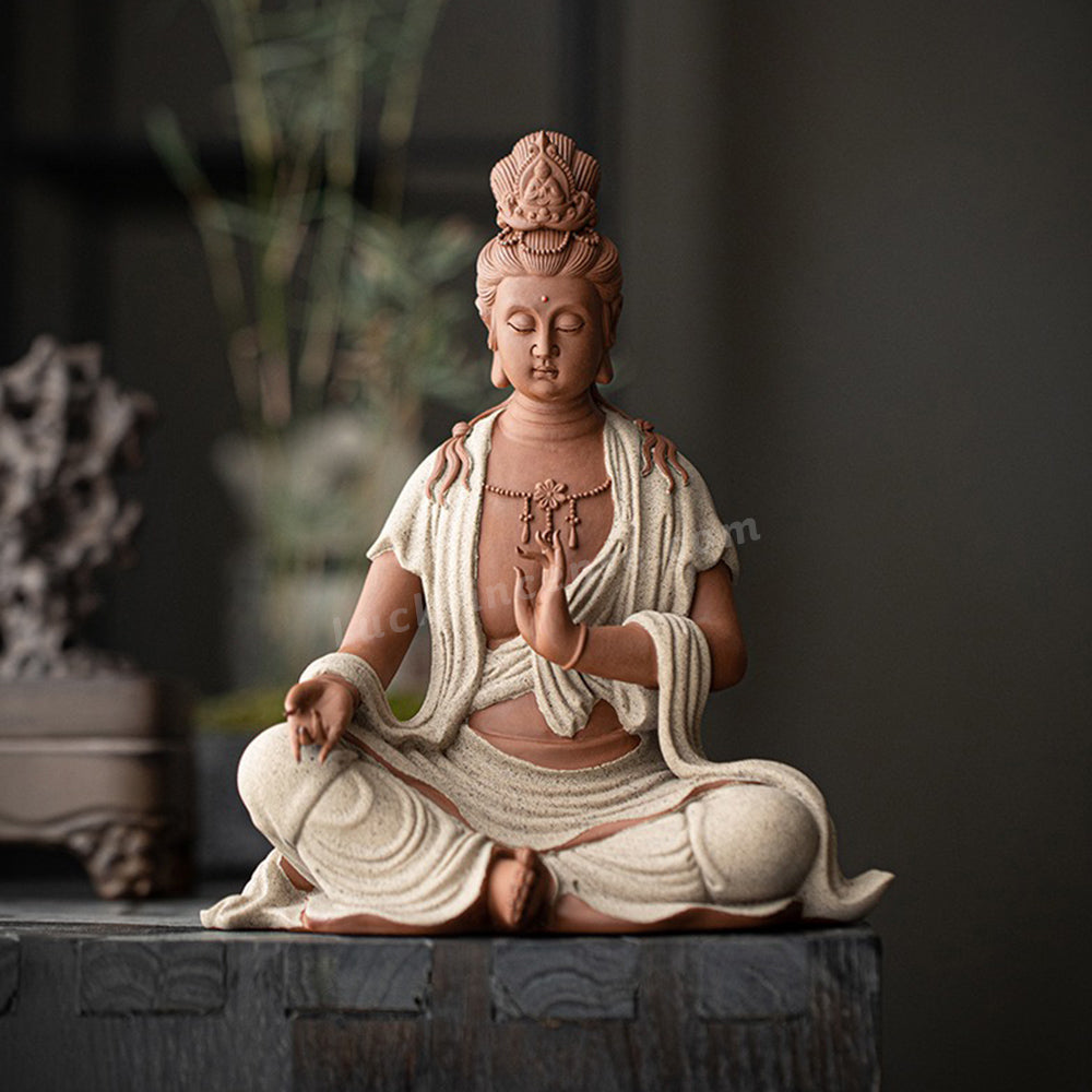 Neo-Chinese Style Ceramic Guanyin Bodhisattva Statue