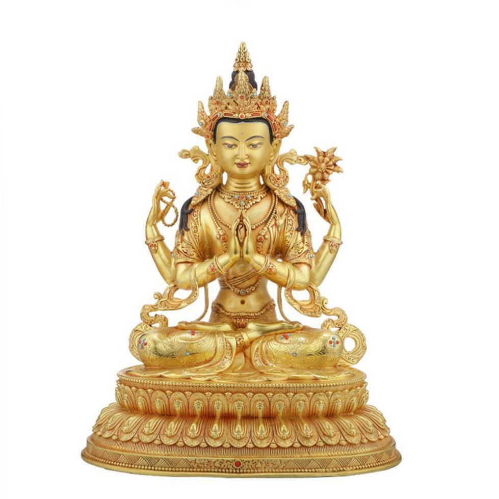 Pure Copper Four Armed Guanyin Bodhisattva Statue