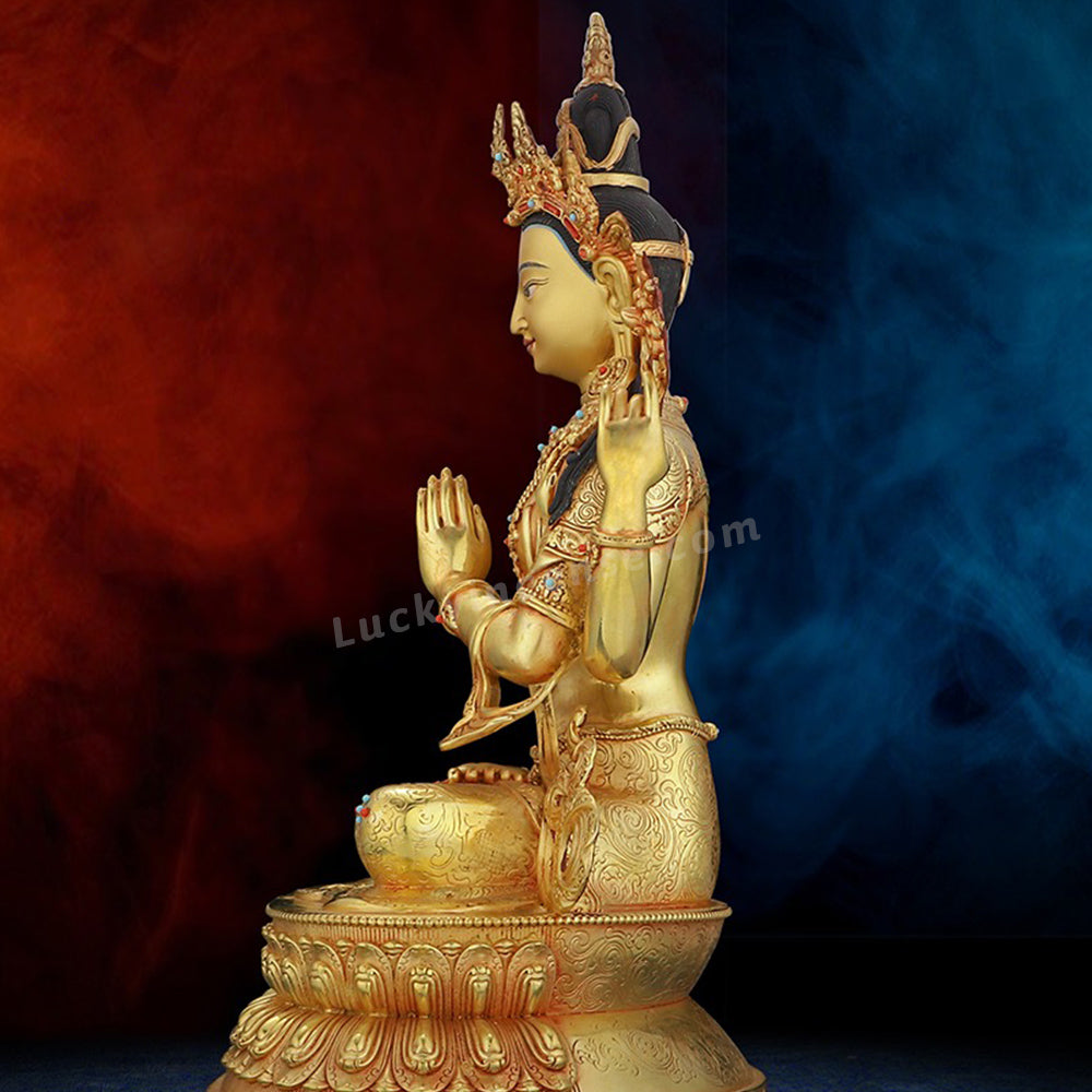 Pure Copper Four Armed Guanyin Bodhisattva Statue