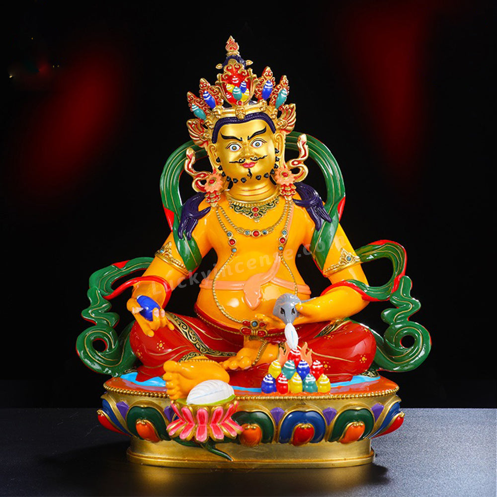 Brass Painted Yellow Jambhala Buddha