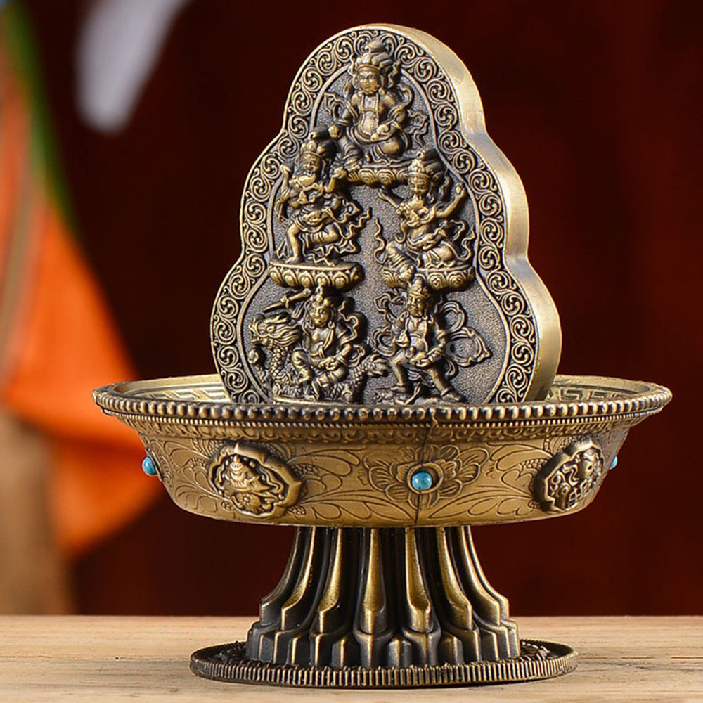 Tibetan Style Water Bowl the Five Gods of Wealth