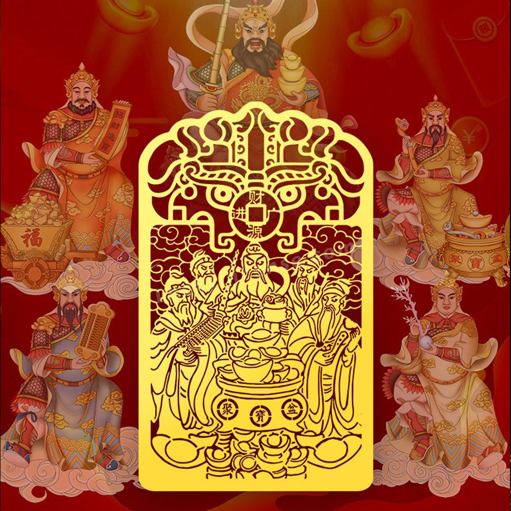 Taoists Five Gods of Wealth Alloy Sticker