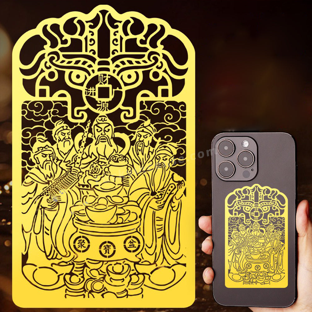 Taoists Five Gods of Wealth Alloy Sticker