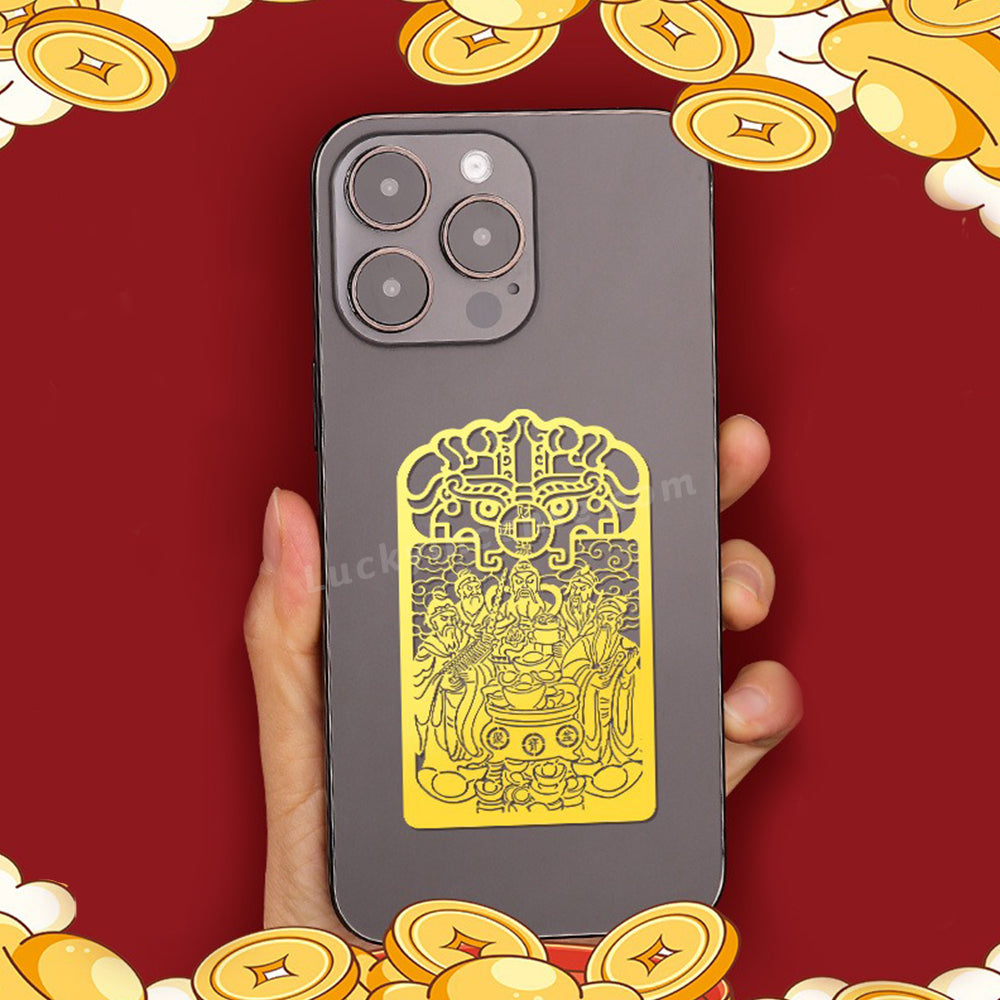 Taoists Five Gods of Wealth Alloy Sticker