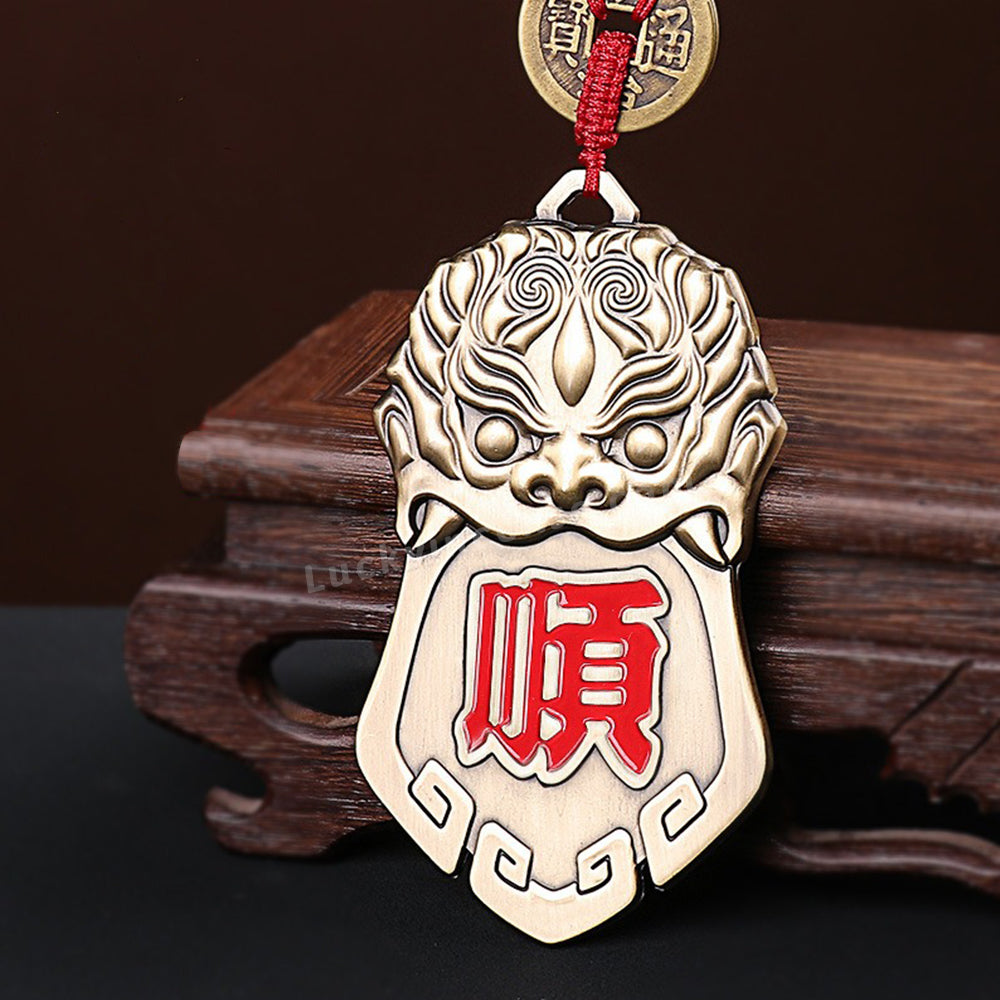 Taoist Brass Beast Head Pendant
