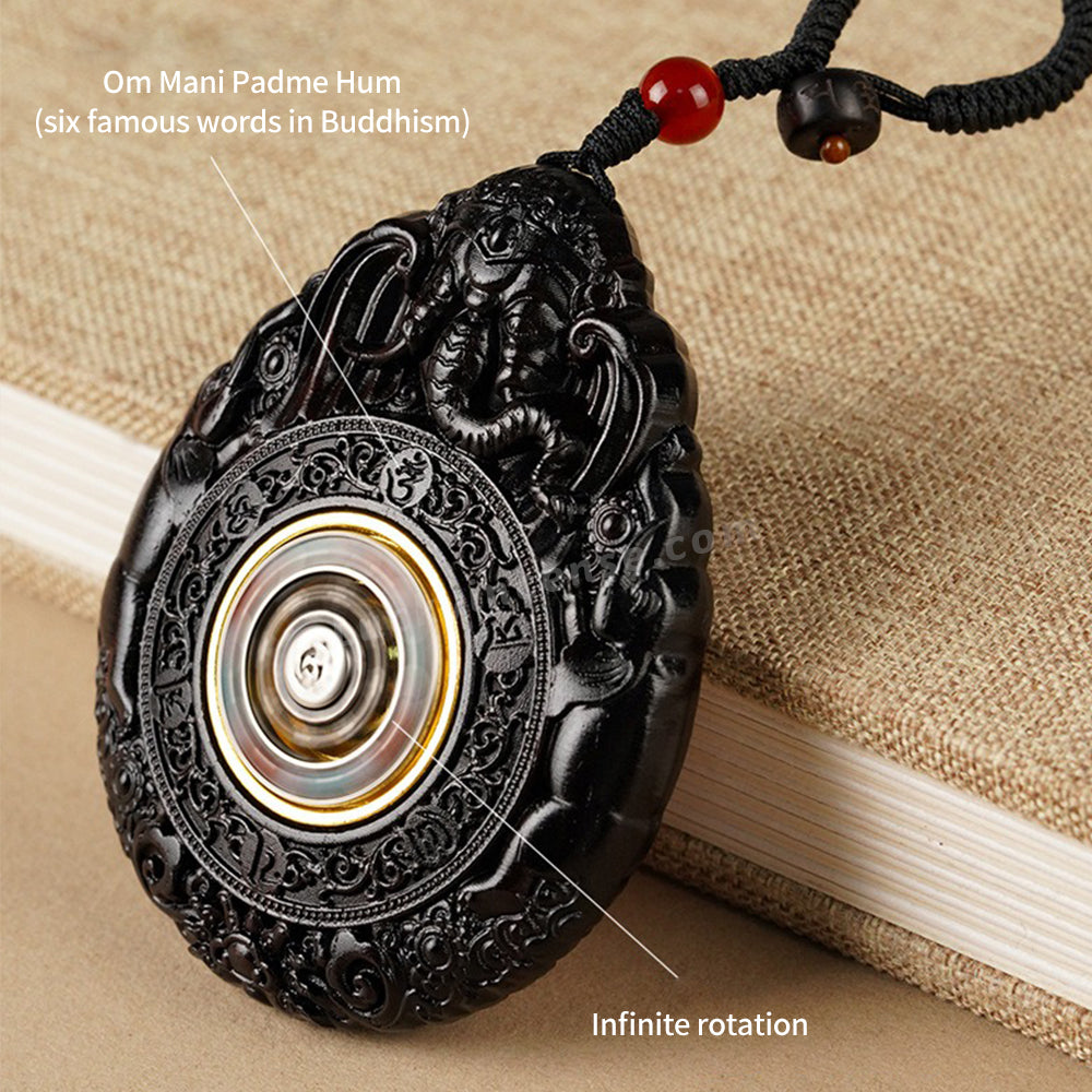 Ebony Wood Cinnabar Bodhisattva Buddha Statue Inlay Keychain Charm
