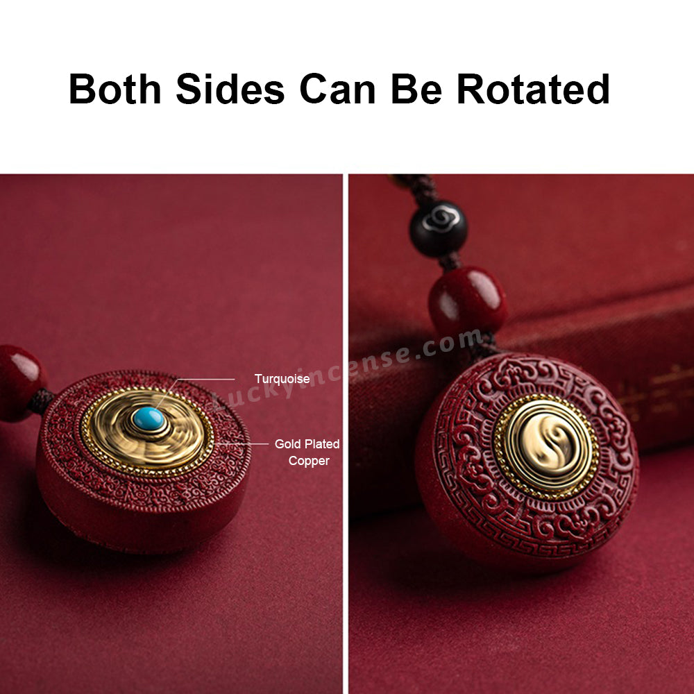 Purple Gold Cinnabar Buddhist Six Words Keychain Charm