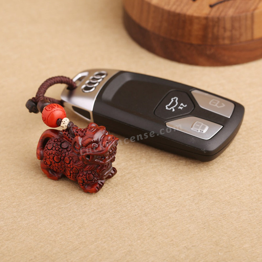 Red Sandalwood Wealth Pixiu Keychain Charm