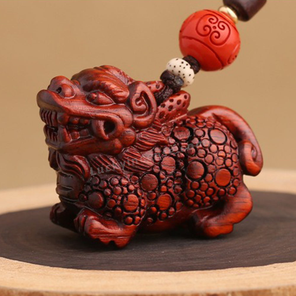 Red Sandalwood Wealth Pixiu Keychain Charm