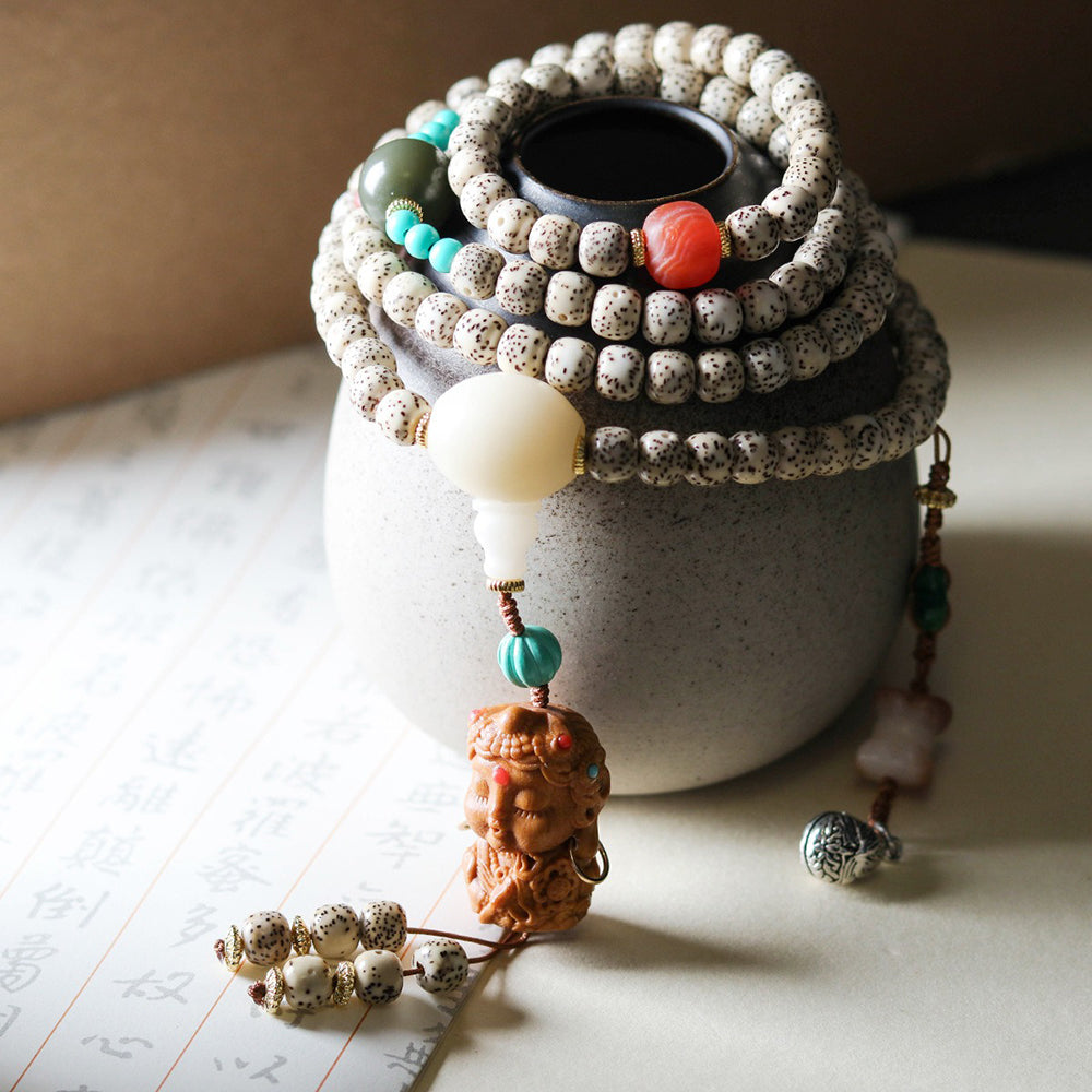 Green Tara Star Moon Bodhi Mala Beads