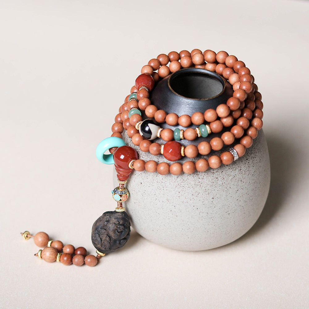 The God of Wealth Old Sandalwood Mala Beads