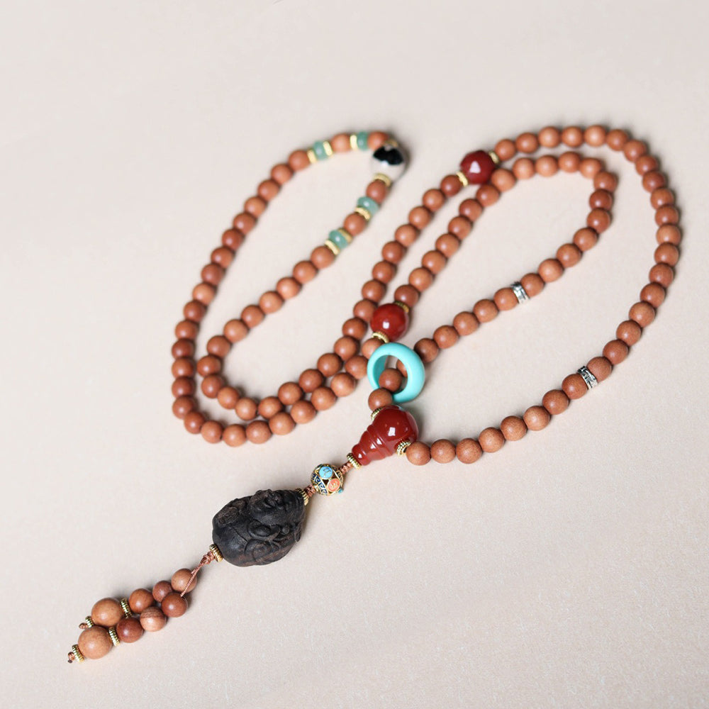 The God of Wealth Old Sandalwood Mala Beads