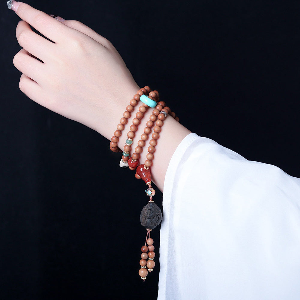 The God of Wealth Old Sandalwood Mala Beads