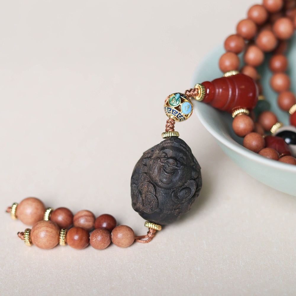 The God of Wealth Old Sandalwood Mala Beads