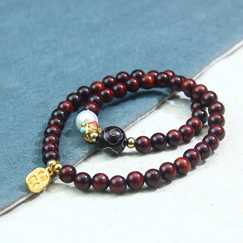 Red Sandalwood Auspicious Clouds Mala Beads