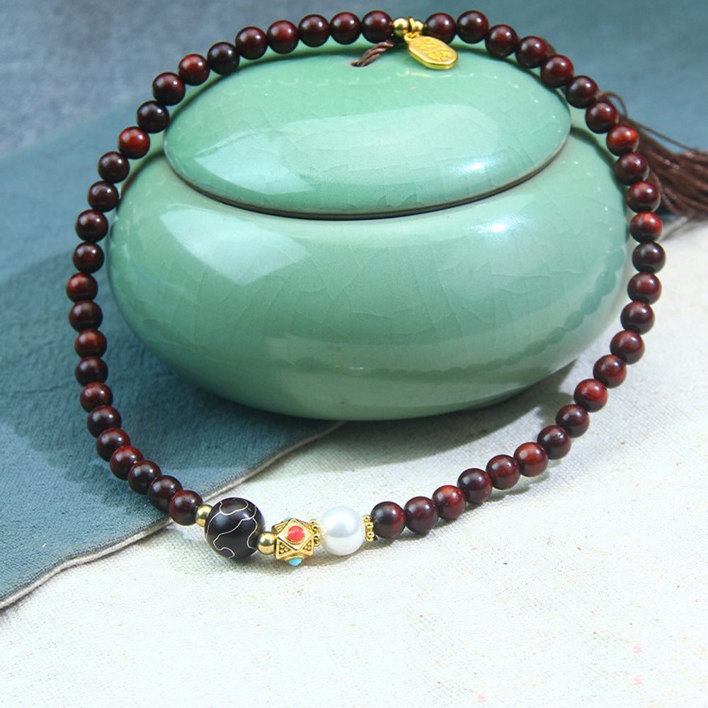 Red Sandalwood Auspicious Clouds Mala Beads