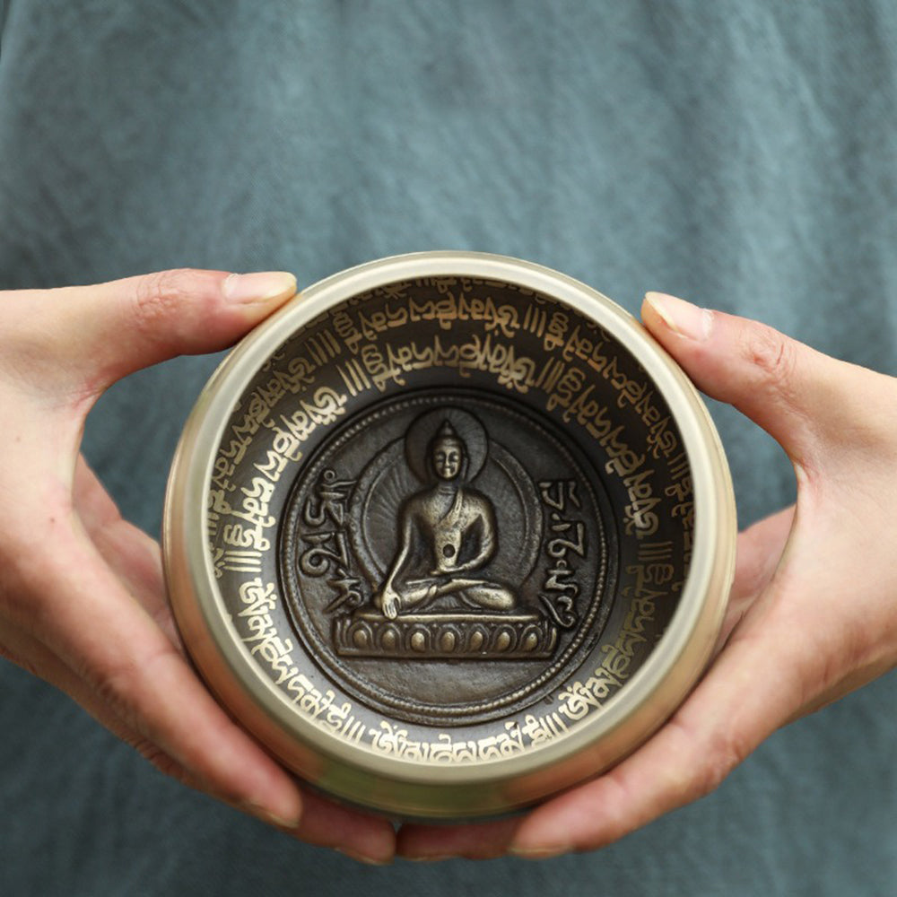 Nepal Buddha Statue Meditation Bronze Singing Bowl