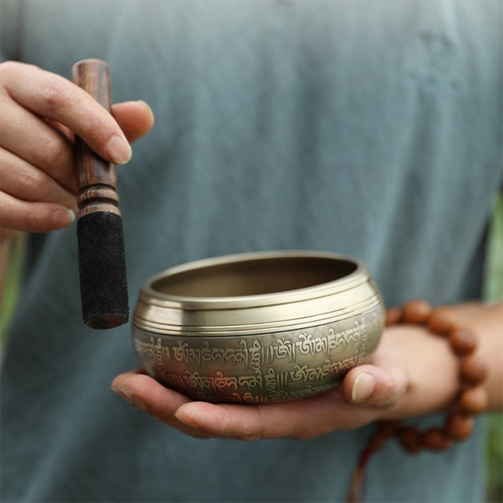 Nepal Buddha Statue Meditation Bronze Singing Bowl