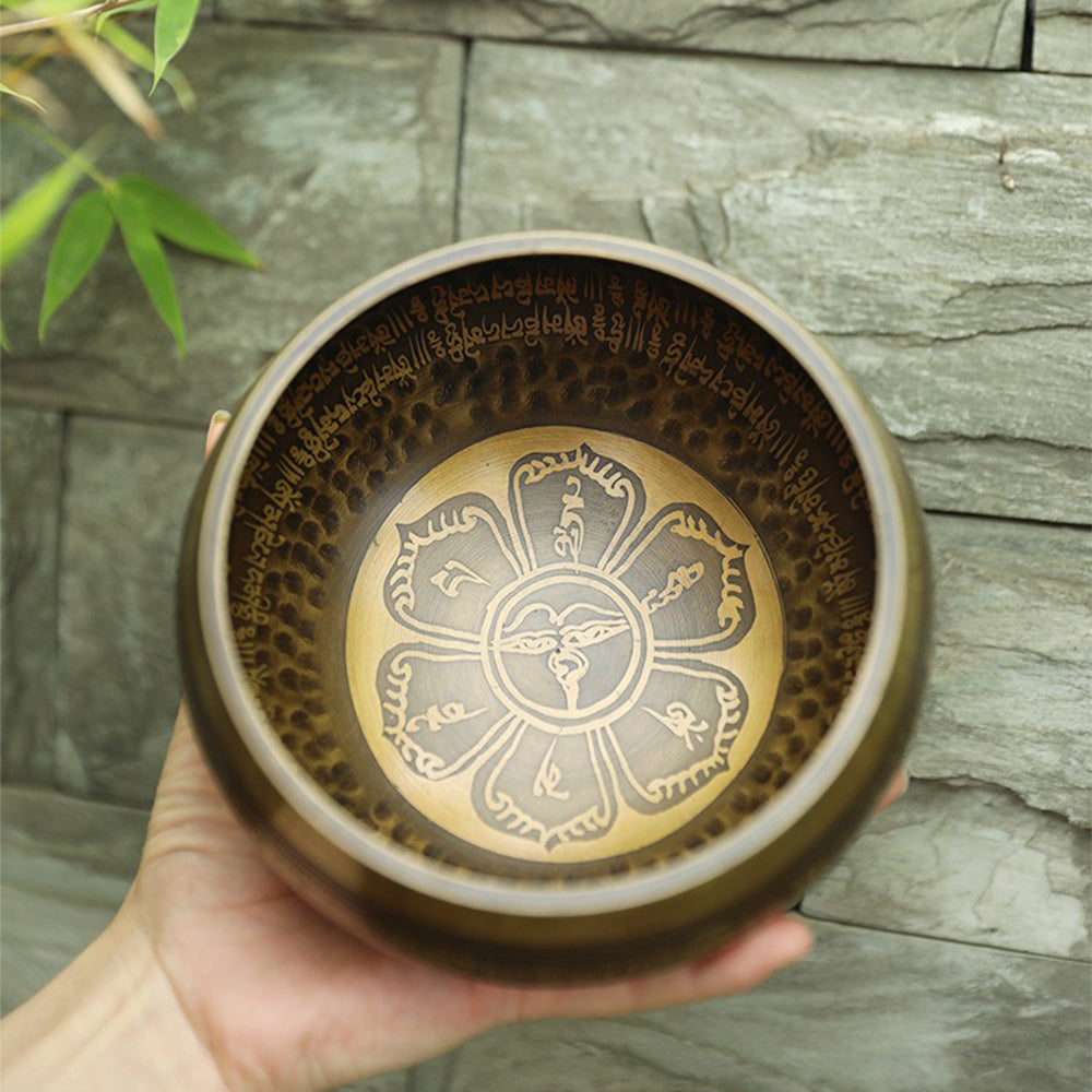Nepal Meditation Six Petal Flower Bronze Singing Bowl
