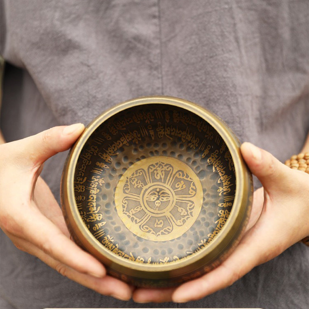 Nepal Meditation Six Petal Flower Bronze Singing Bowl