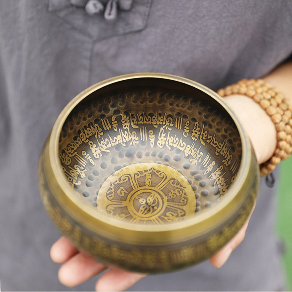 Nepal Meditation Six Petal Flower Bronze Singing Bowl