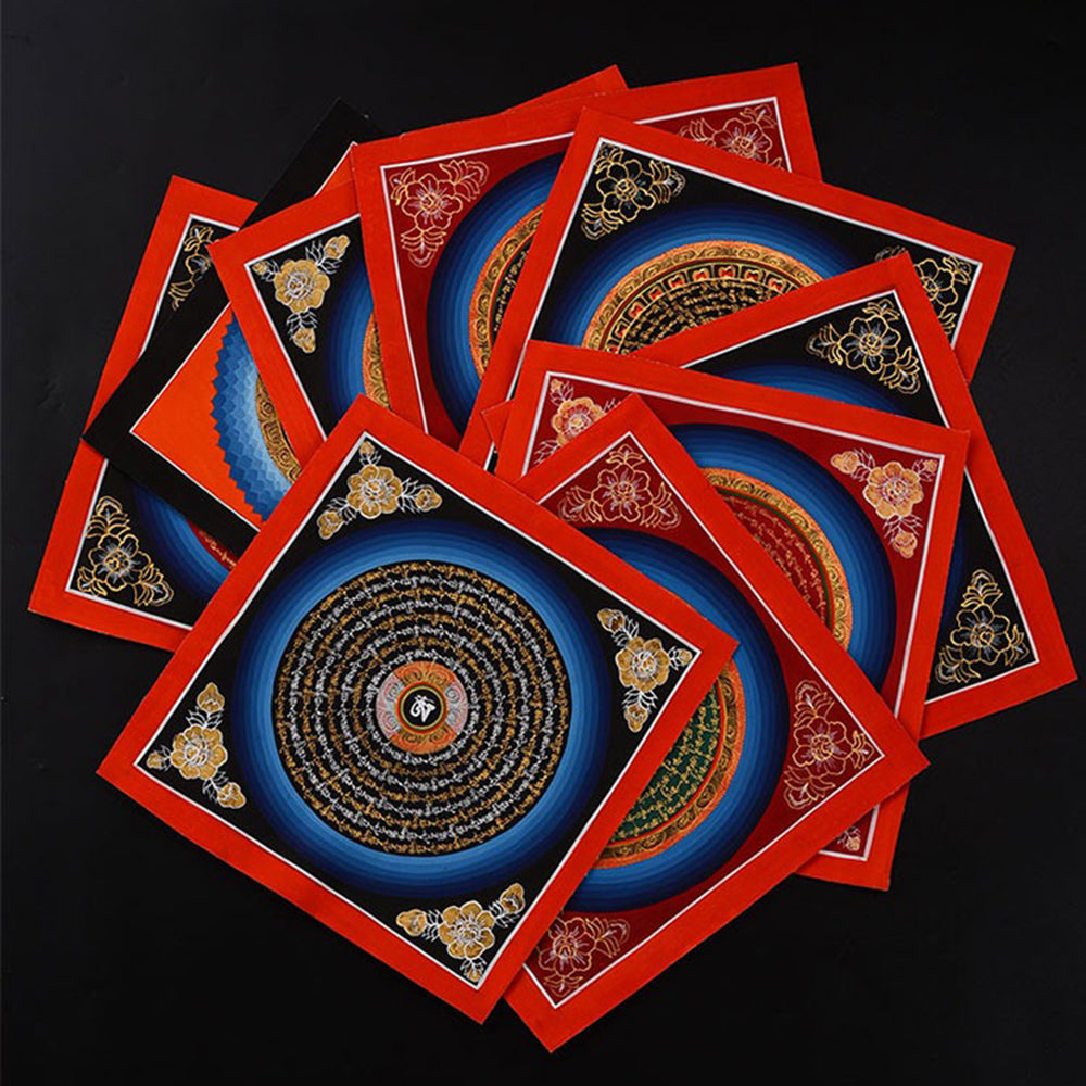 Hand-painted Six Characters Sanskrit Mantra Hanging Thangka