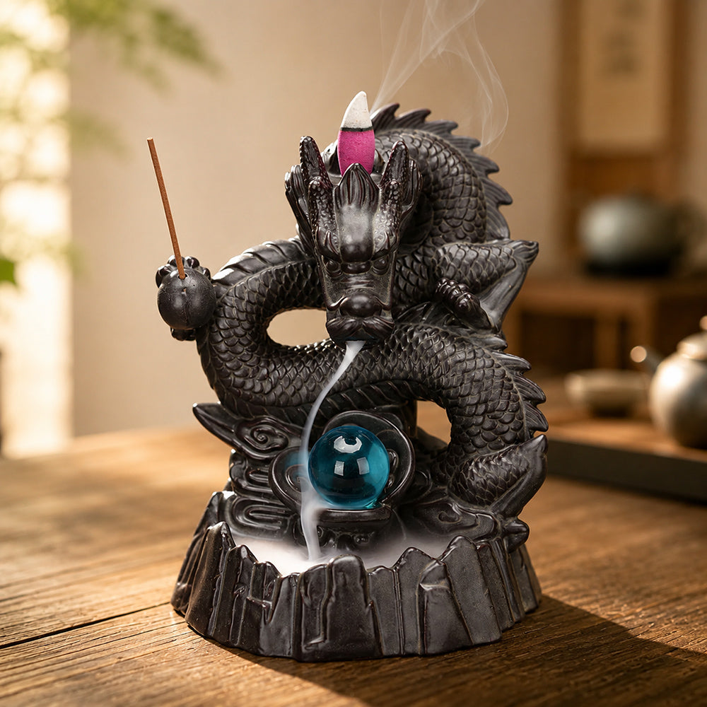Dragon Backflow Purple Clay Incense Burner