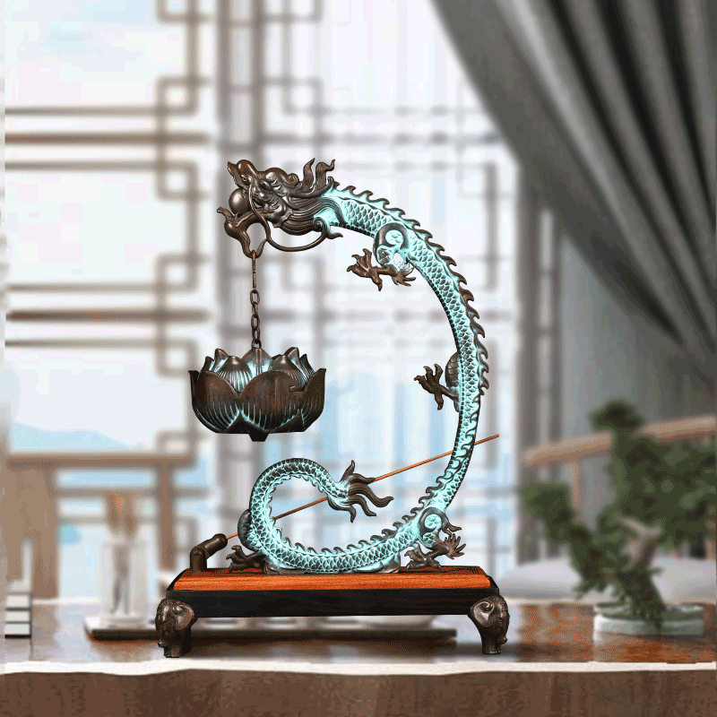 Copper Dragon Hanging Lotus Incense Burner