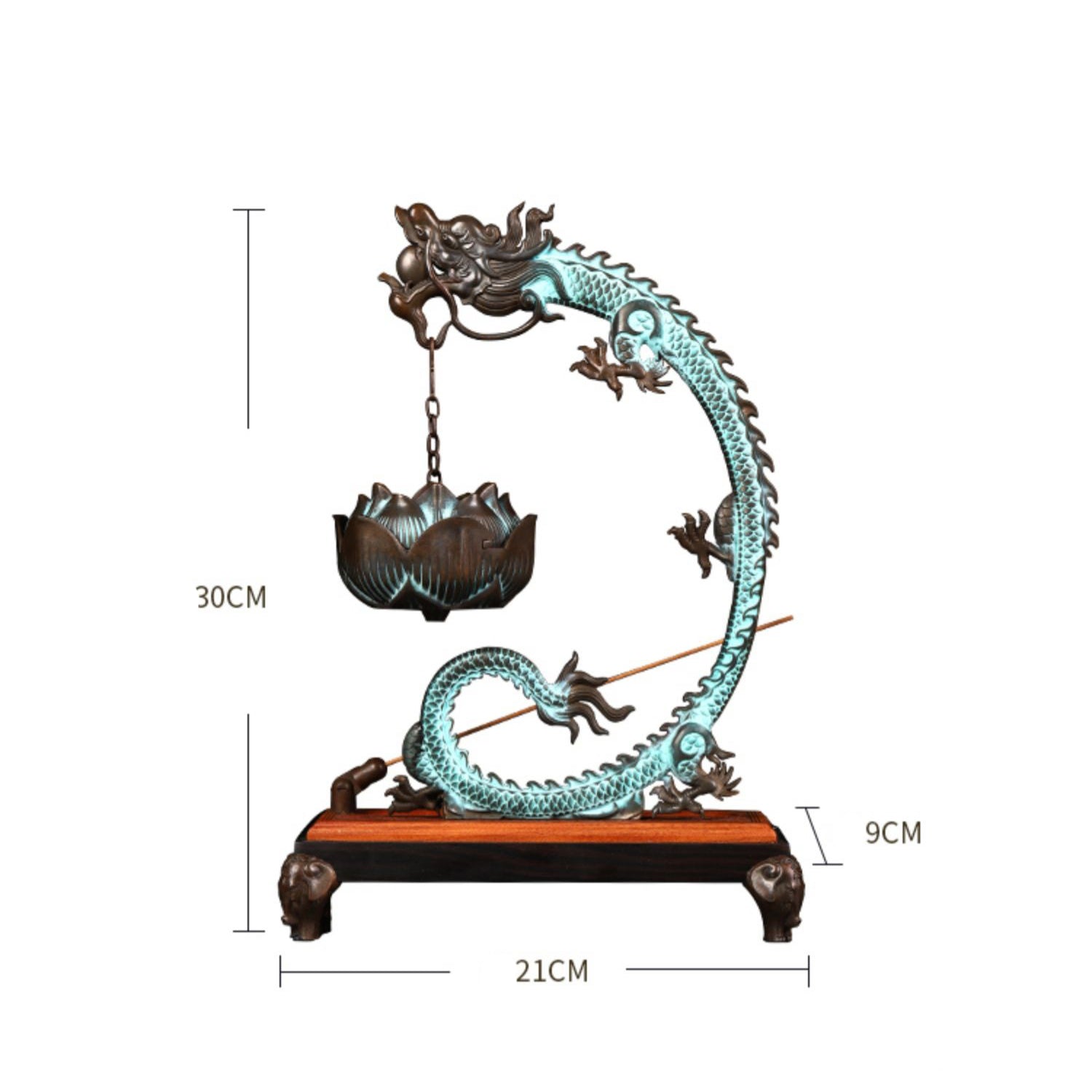Copper Dragon Hanging Lotus Incense Burner