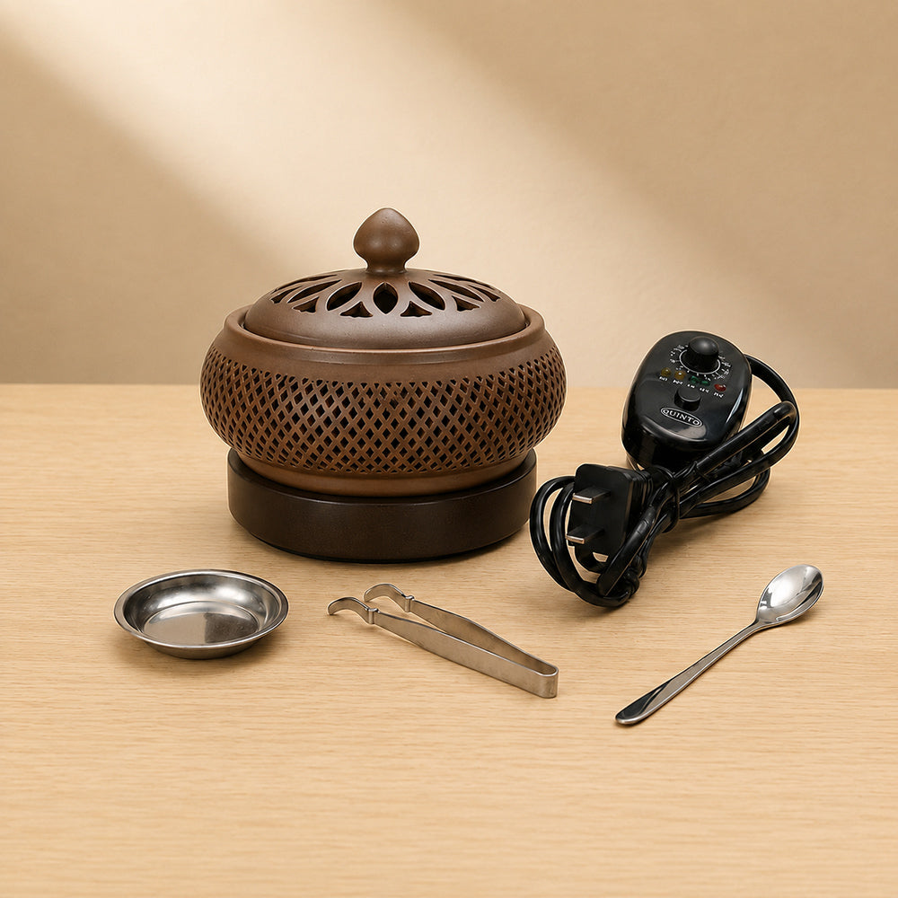 Electric Resin Incense Powder Burner With Light