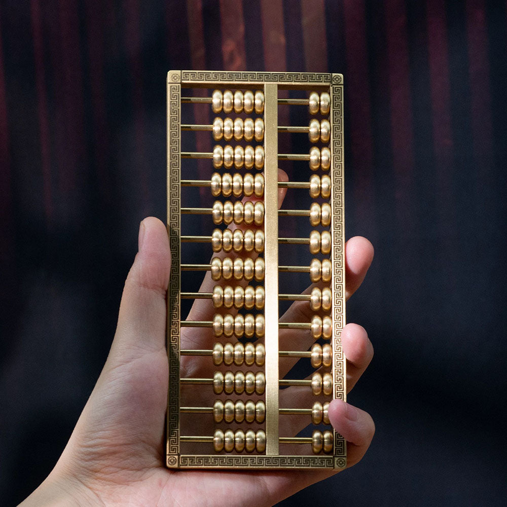 Brass Abacus Ornament with Solid Wood Base