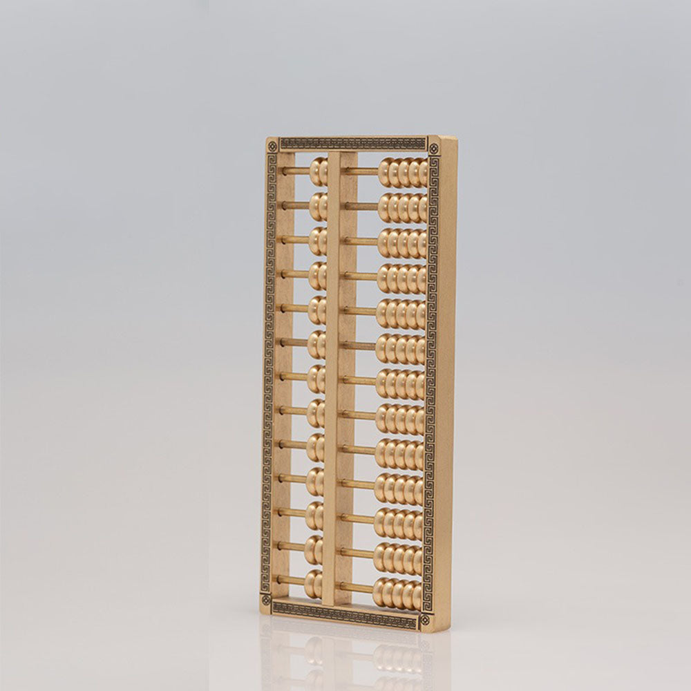 Brass Abacus Ornament with Solid Wood Base