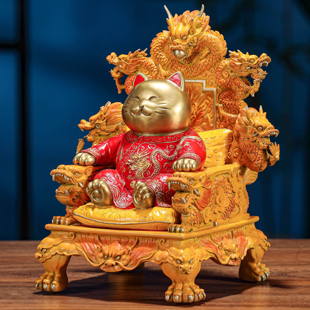 Imperial Lucky Cat On Dragon Throne