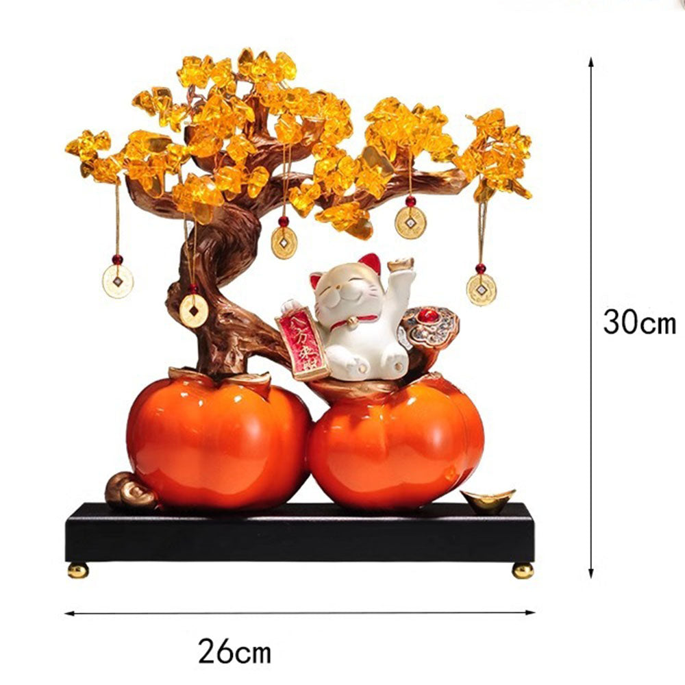 Lucky Beckoning Cat With Money Tree