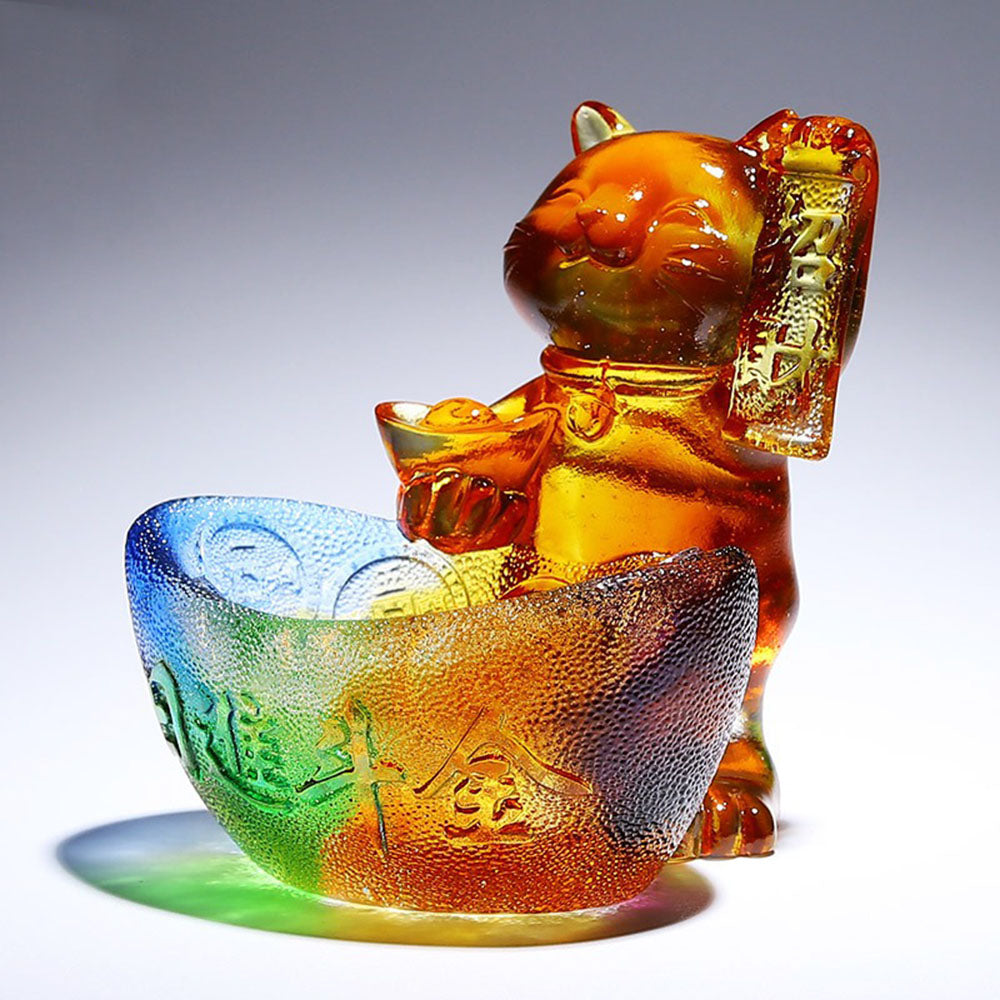 Crystal Glass Chinese Wishing Cat