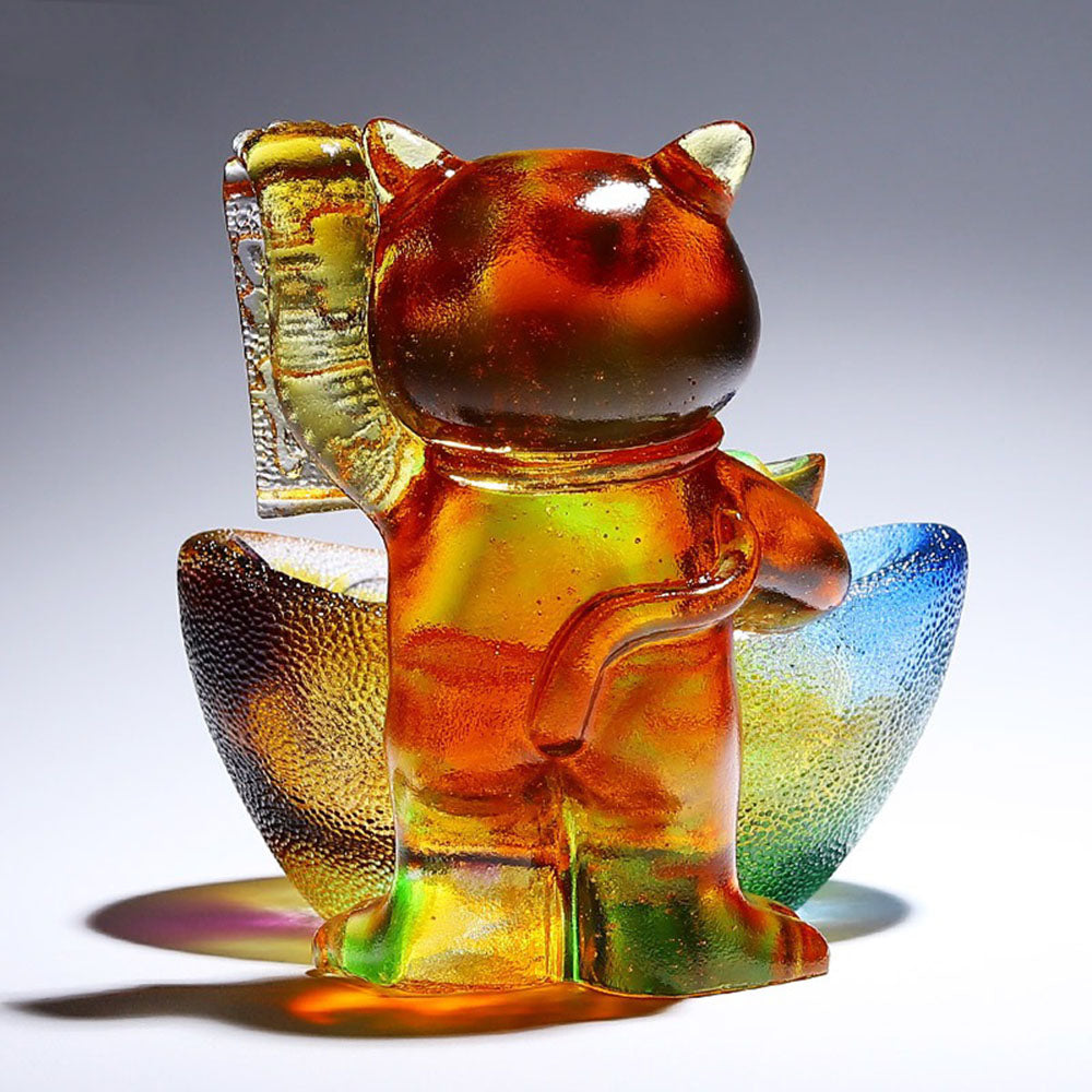 Crystal Glass Chinese Wishing Cat