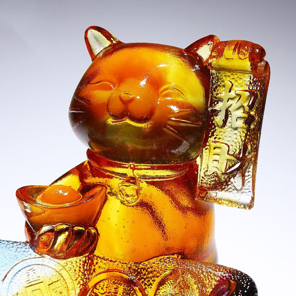 Crystal Glass Chinese Wishing Cat