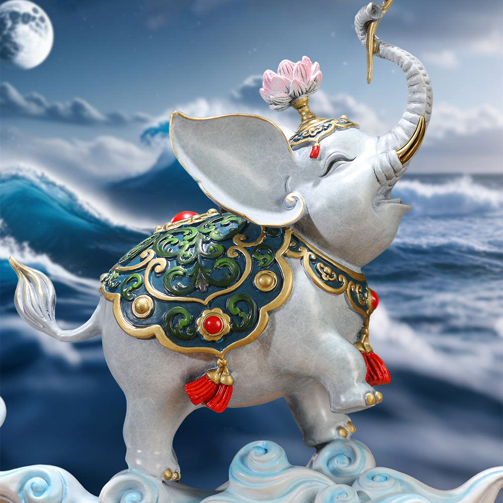 Brass Elephant Pair With Lotus