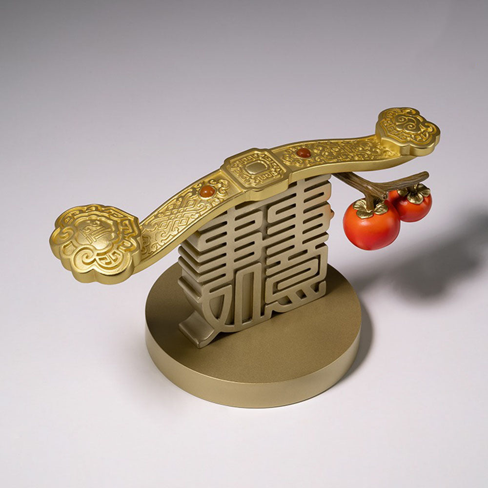 Brass Ornament With Persimmons And Ruyi