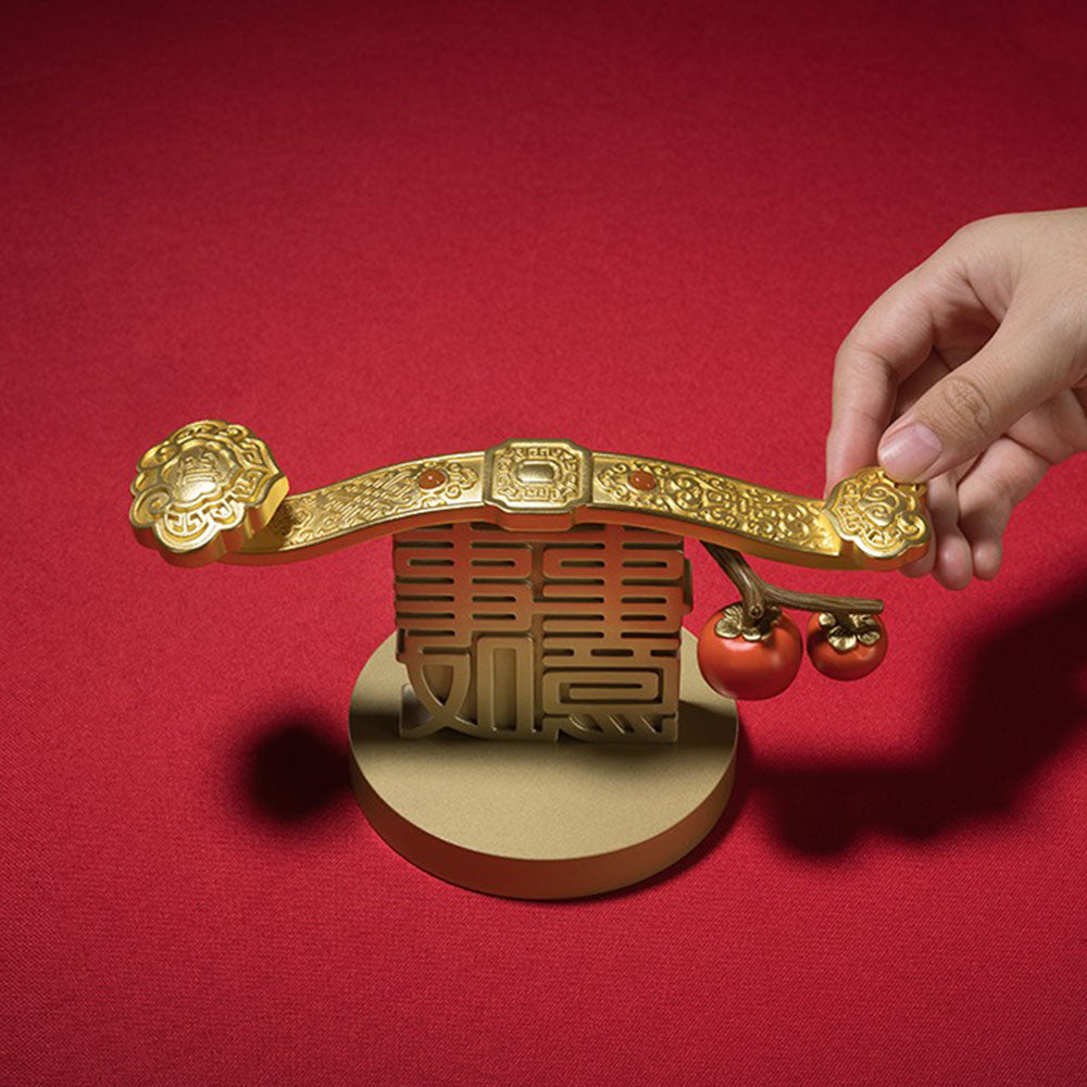 Brass Ornament With Persimmons And Ruyi