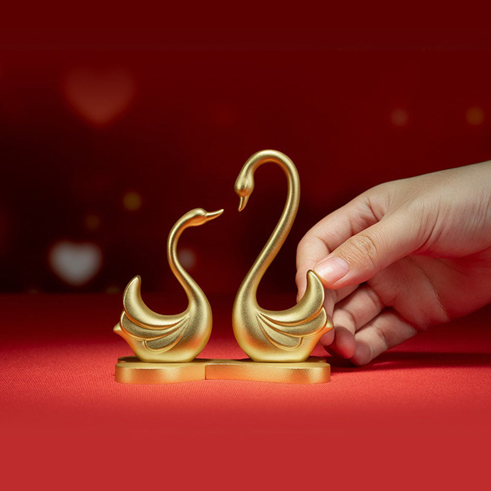 Gold Swan Couple Figurine