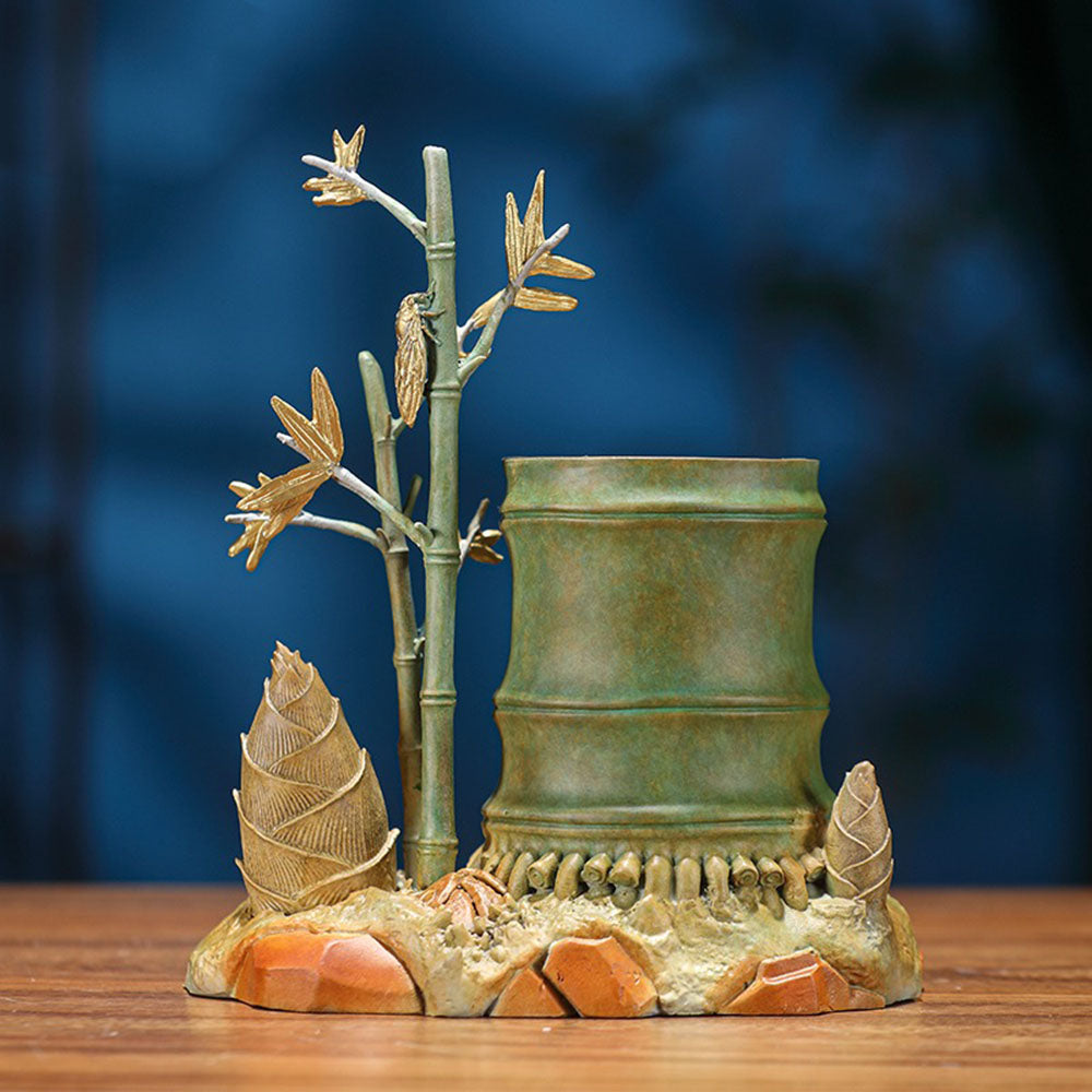 Brass Wealth Bamboo Pen Holder