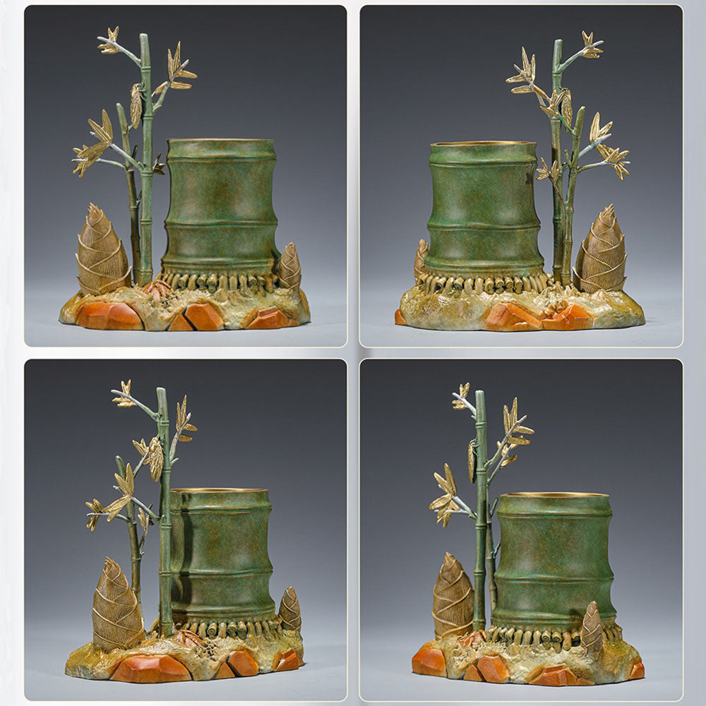 Brass Wealth Bamboo Pen Holder